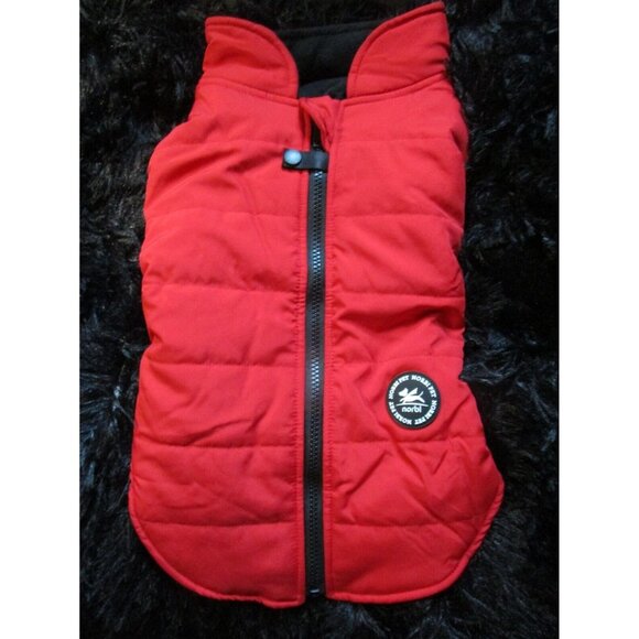 New Norbi Pet Warm Winter Dog Coat Jacket Built in Harness Red Large 15" - Picture 1 of 4